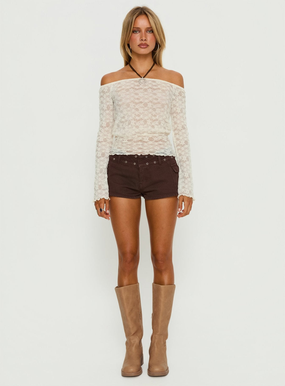 Korrine Off Shoulder Lace Top Cream