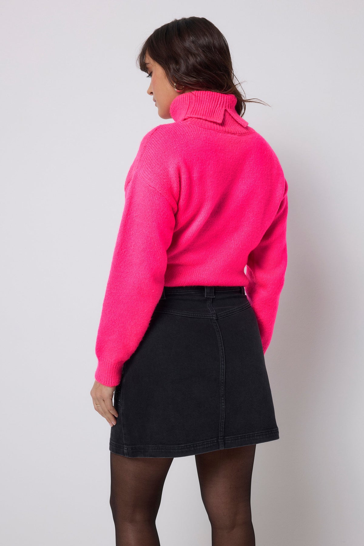 Washed Black Embellished Leopard Patch Pocket Denim Mini Skirt