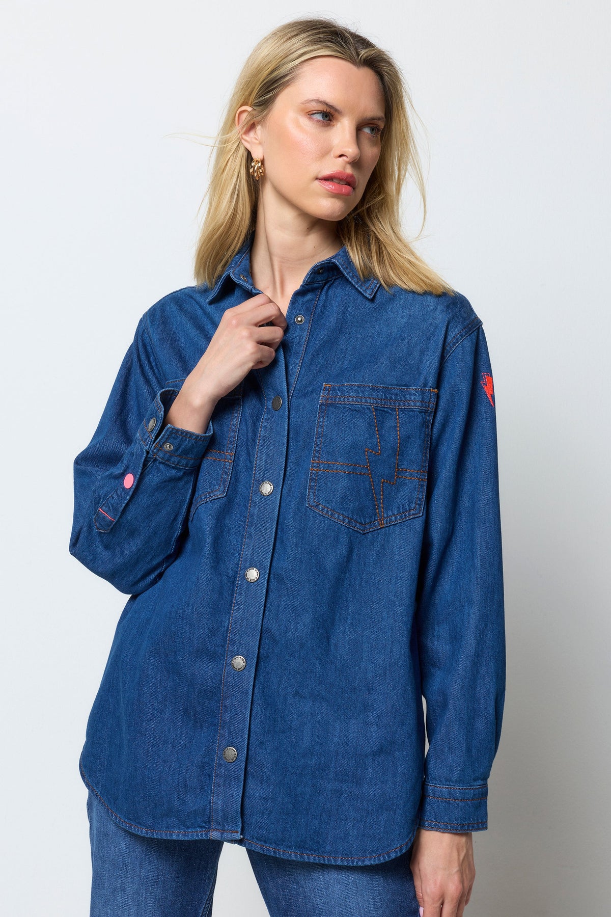 Mid Wash Indigo Relaxed Denim Shirt