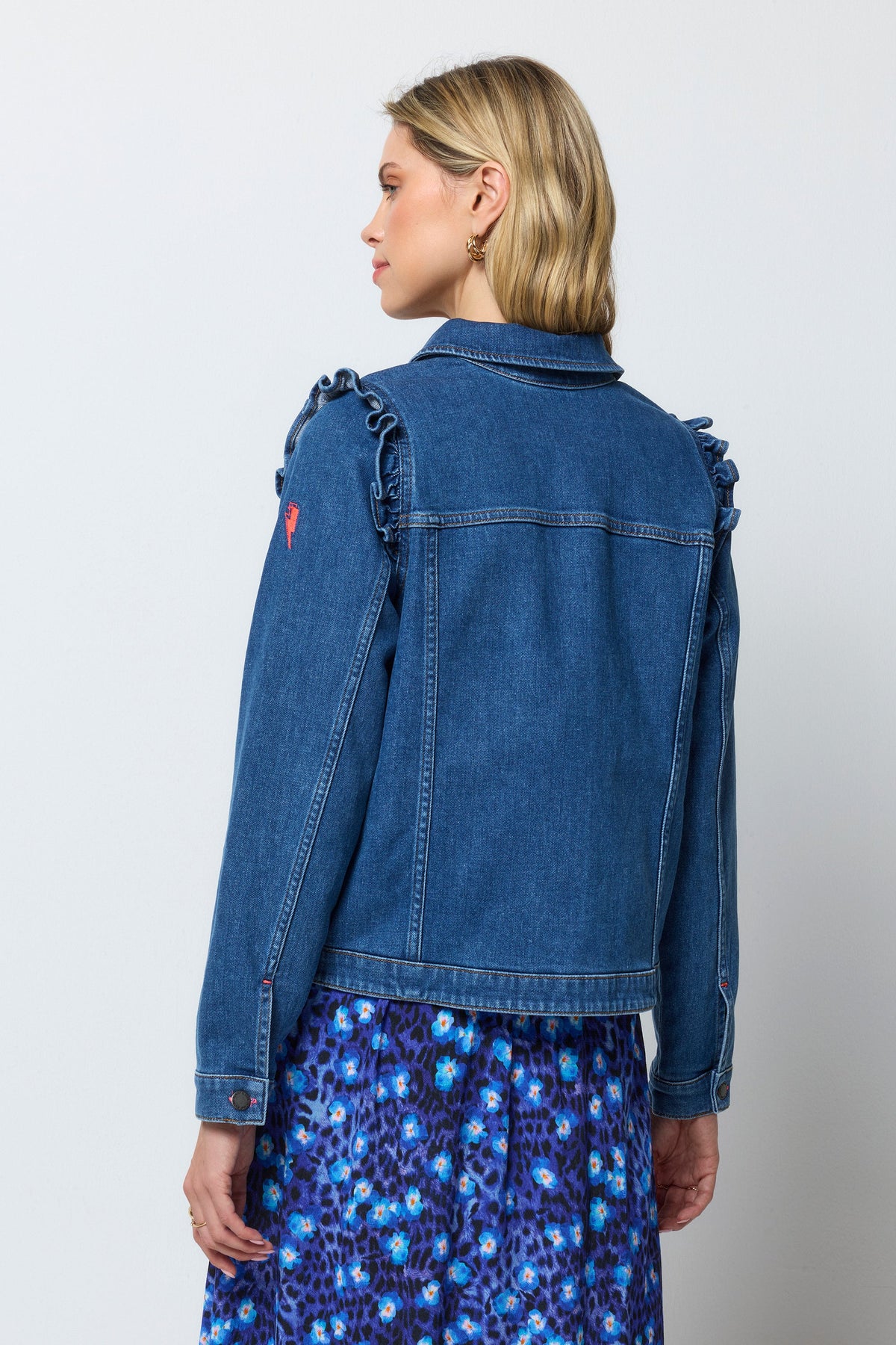 Indigo Frill Sleeve Denim Jacket