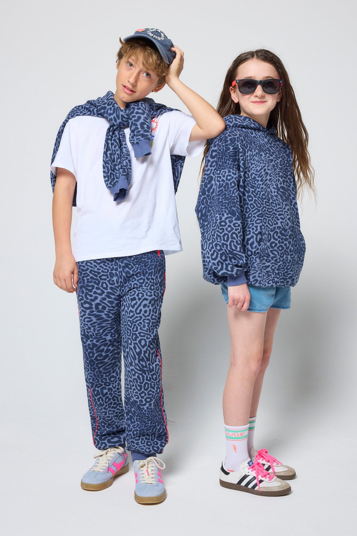 Kids Blue Leopard Ray Bolt Joggers