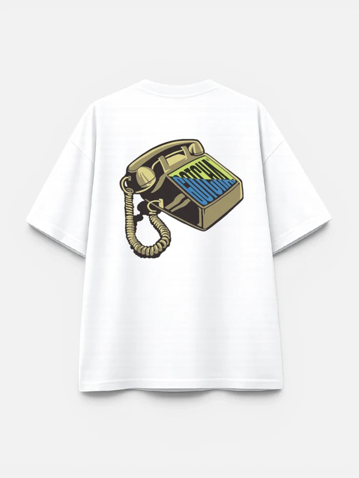 Remera Gotcha Telephone Oversize Blanco