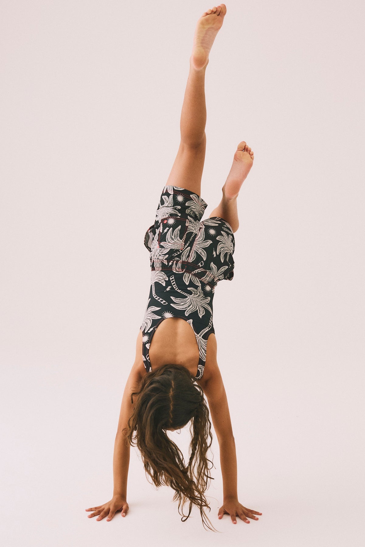 Kids Black with Off White Palm Spring Swimsuit