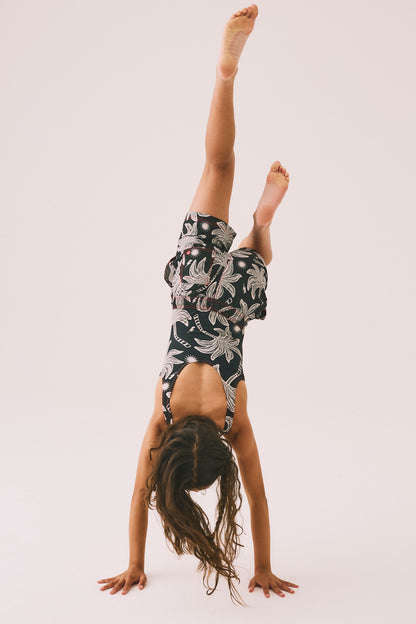 Kids Black with Off White Palm Spring Swimsuit