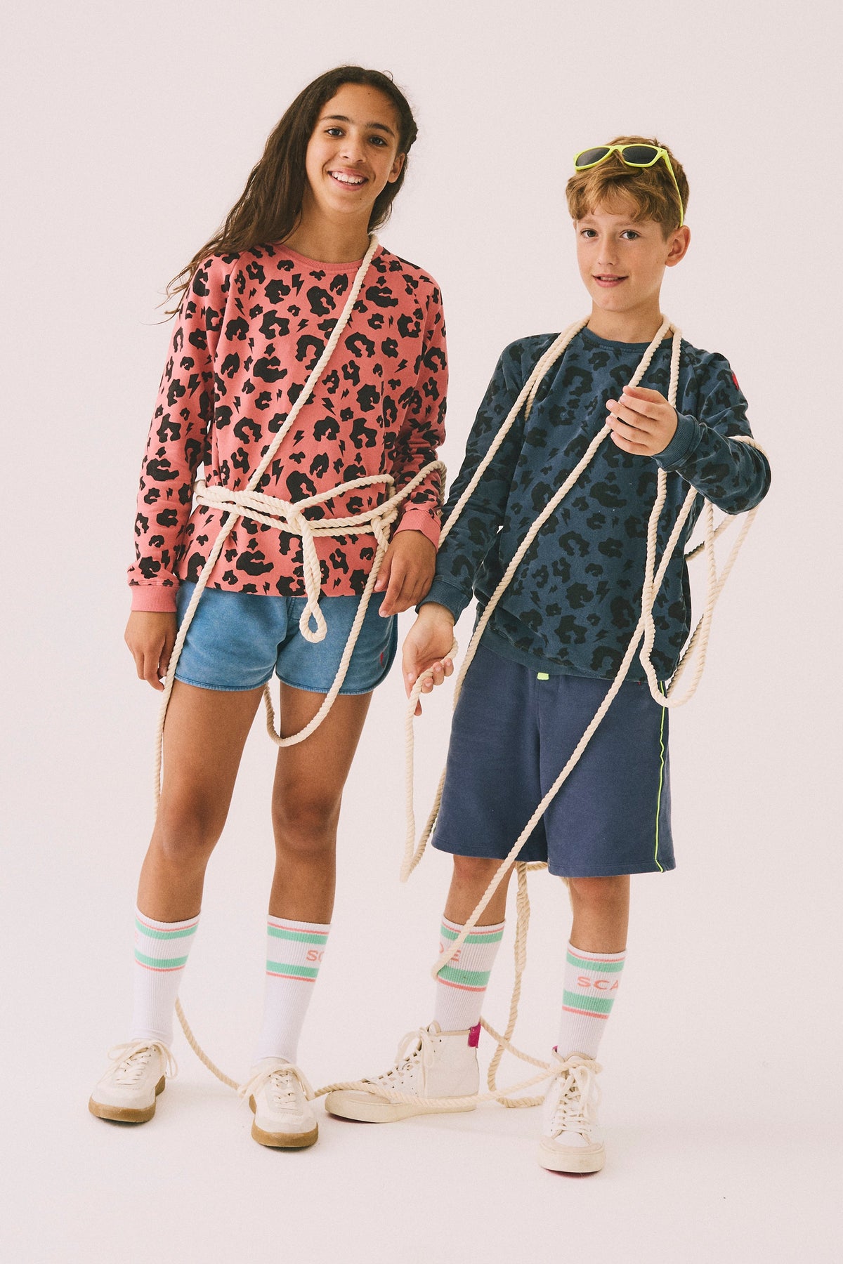Big Kids Coral with Black Leopard Classic Sweatshirt