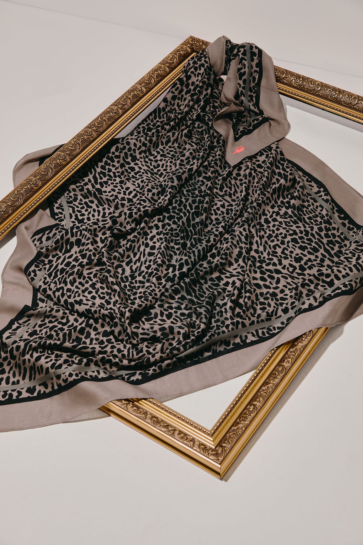 Scamp & Dude x Sabrina Elba Taupe with Grey Wild Leopard Charity Super Scarf
