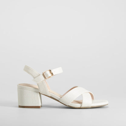 Sandalia tacón cruzada blanco COMFEET