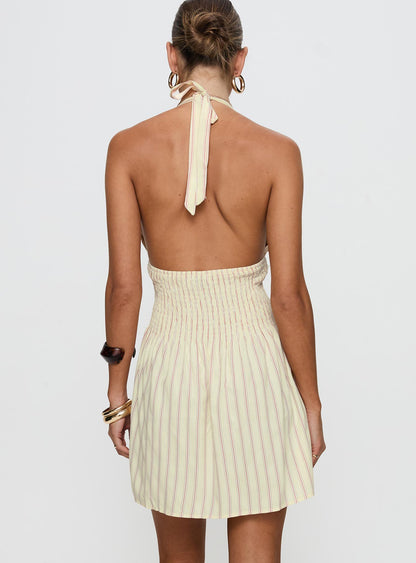 Alivea Shirred Mini Dress Cream