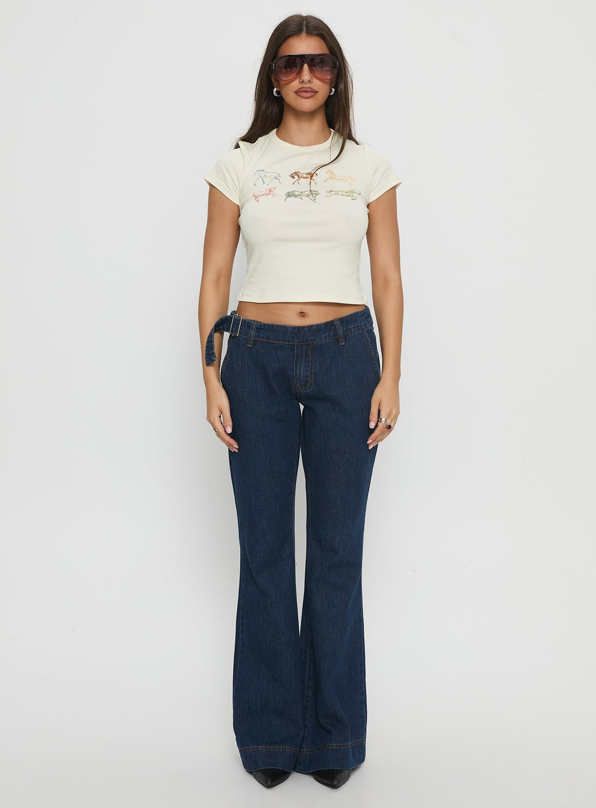 Acapulco Low Rise Flare Jeans Dark Blue Wash
