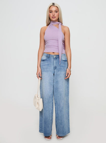 Anderstone Neck Tie Top Purple