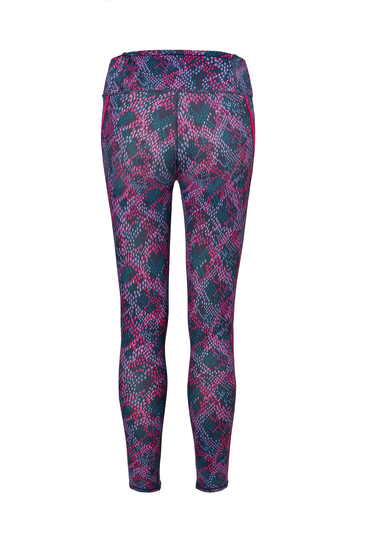 Navy with Pink and Lilac Lightning Bolt Snake Print 7/8 Length Active Leggings