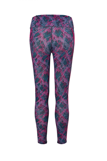 Navy with Pink and Lilac Lightning Bolt Snake Print 7/8 Length Active Leggings