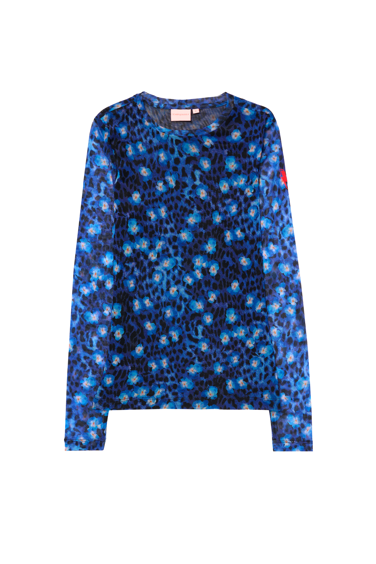 Navy Paradise Cheetah Printed Mesh Top