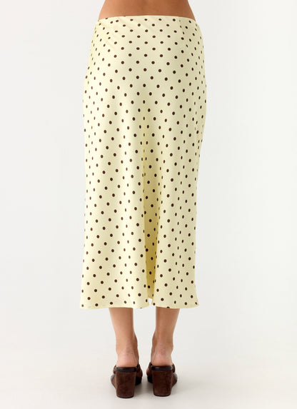 Breanne Midi Skirt - Yellow Polka Dot