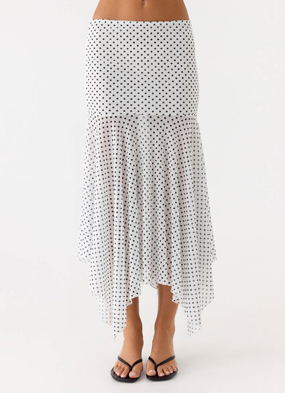 Buffy Maxi Skirt - White Polkadot