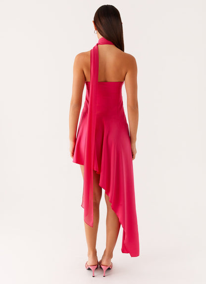 Circa Scarf Midi Dress - Hot Pink