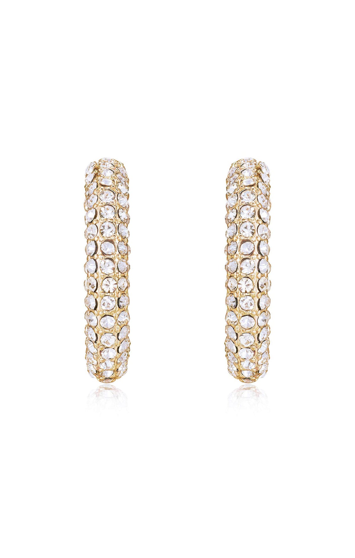 Ettika Crystal Dotted Twist Hoop Earrings ~ Gold
