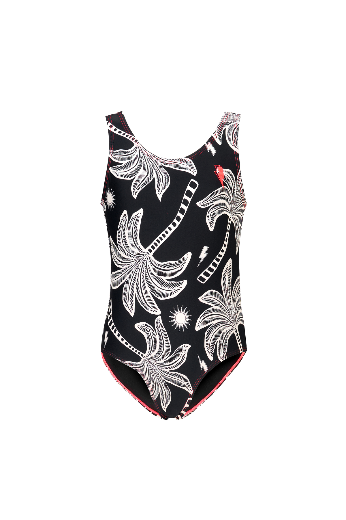 Kids Black with Off White Palm Spring Swimsuit