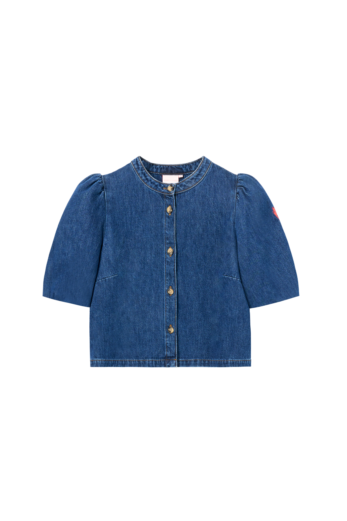 Indigo Boxy Puff Sleeve Denim Jacket