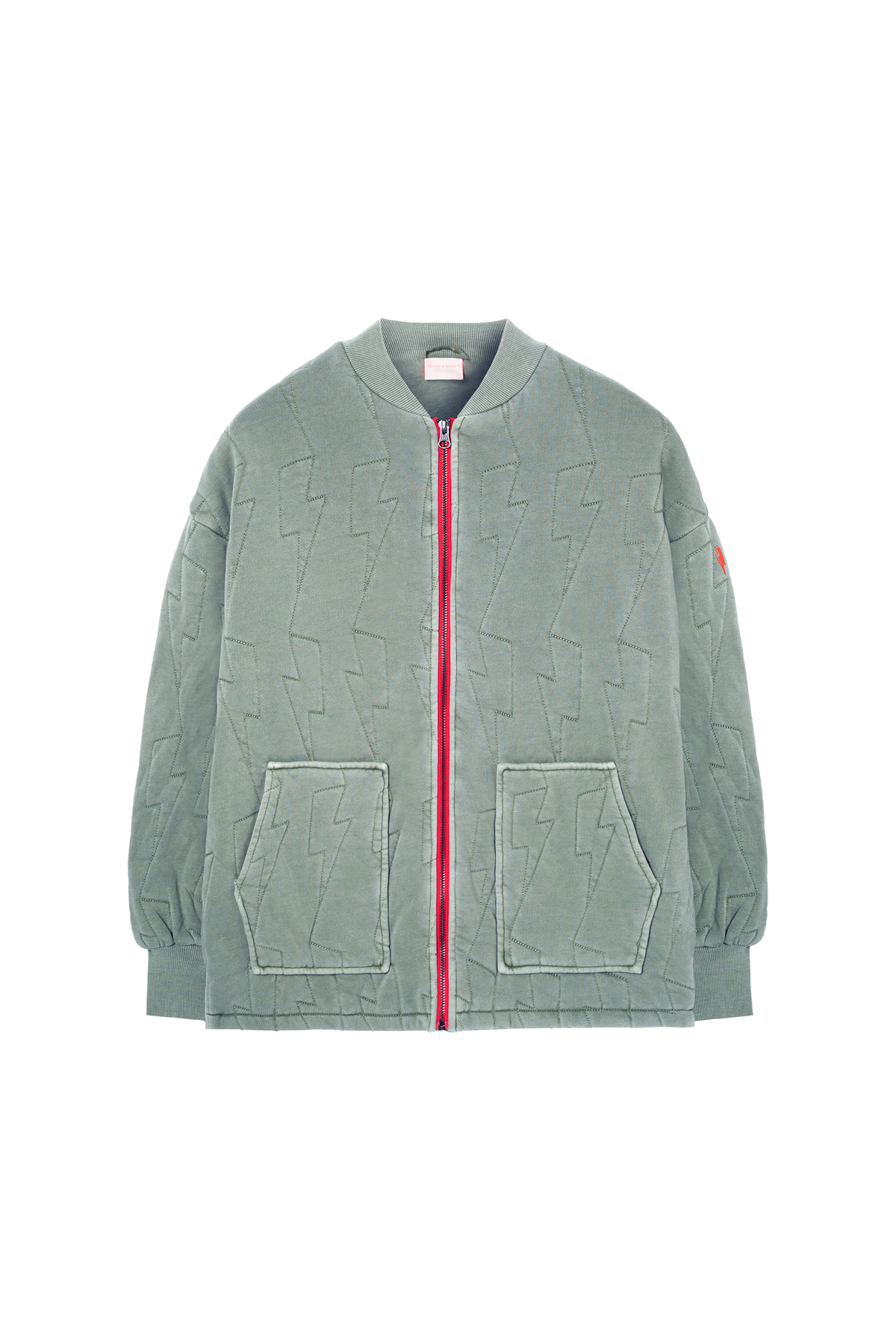 Khaki Lightning Bolt Regular Fit Quilted Bomber Jacket