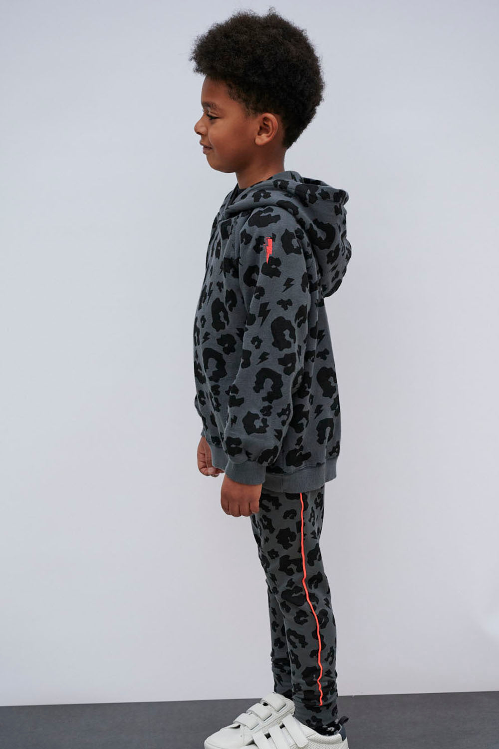 Kids Grey Leopard Joggers