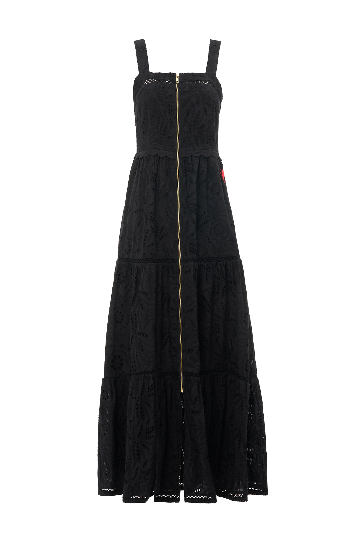 Black Broderie Zip Detail Midi Sundress