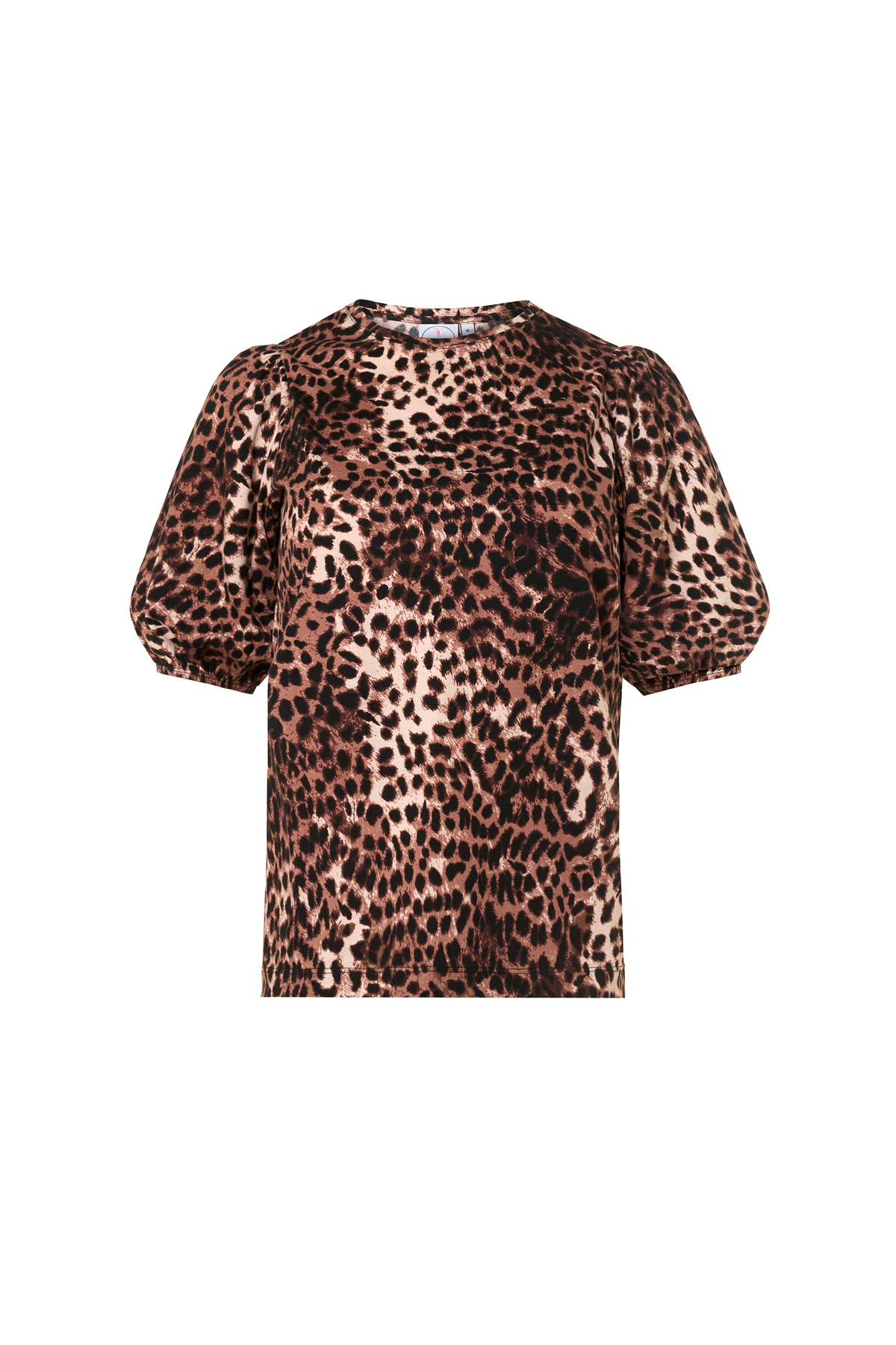 Neutral with Black Cheetah Puff Sleeve T-Shirt