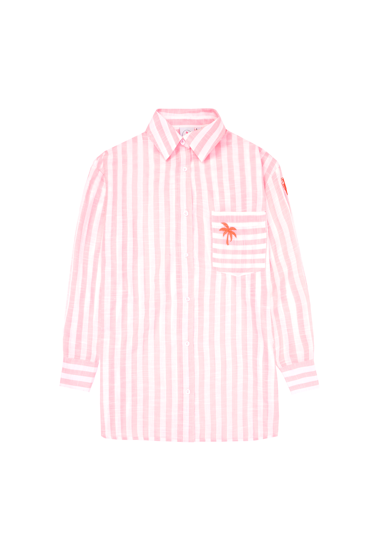 Coral and White Stripe Relaxed Shirt