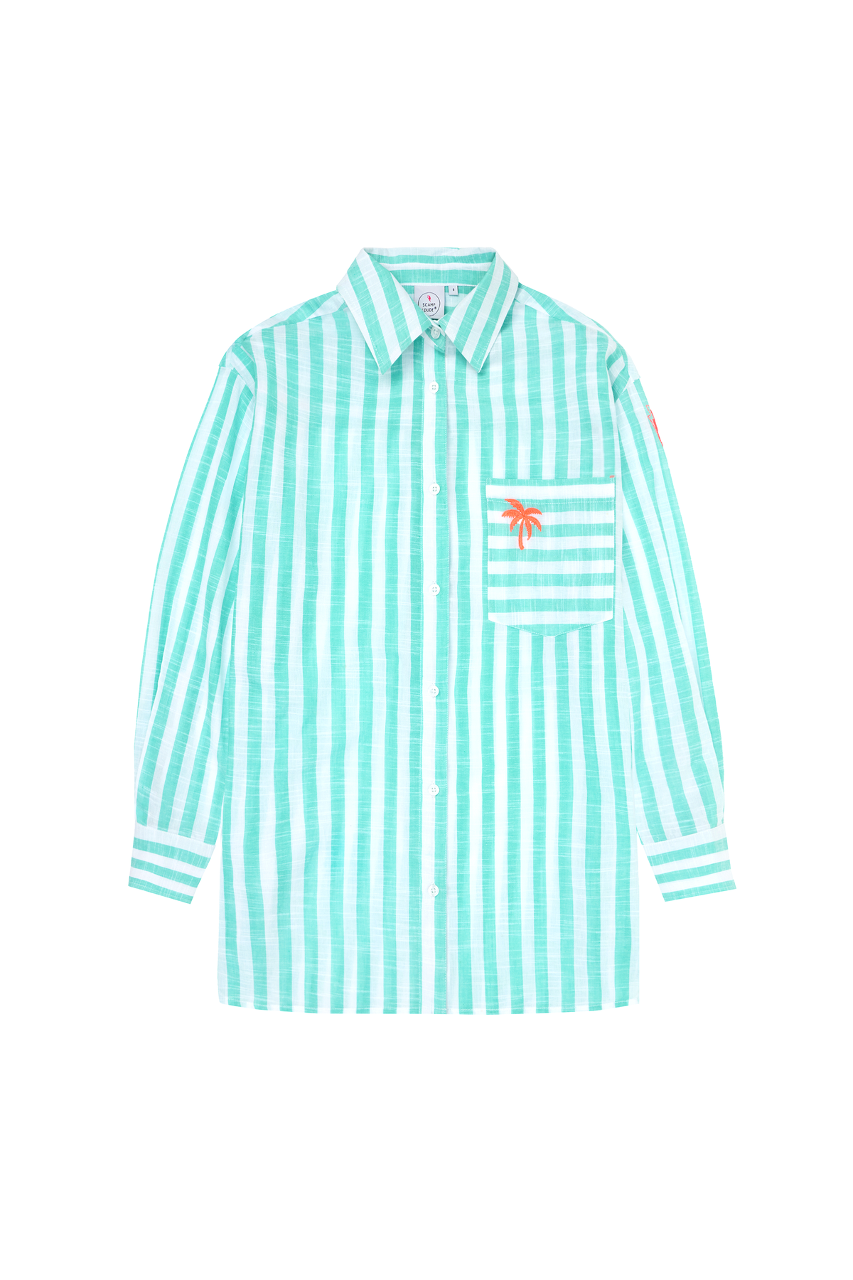 Green and White Stripe Relaxed Shirt