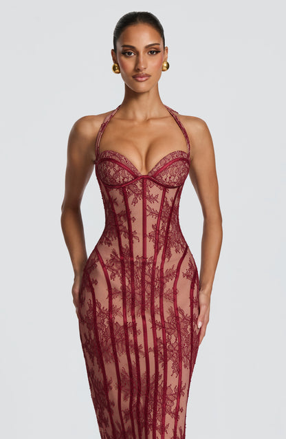 Rona Midi Dress - Burgundy