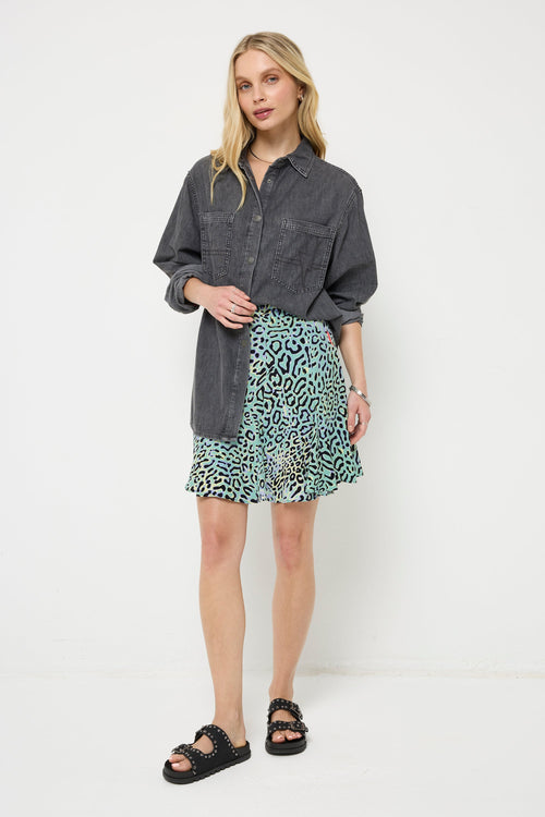 Washed Black Oversized Denim Shirt