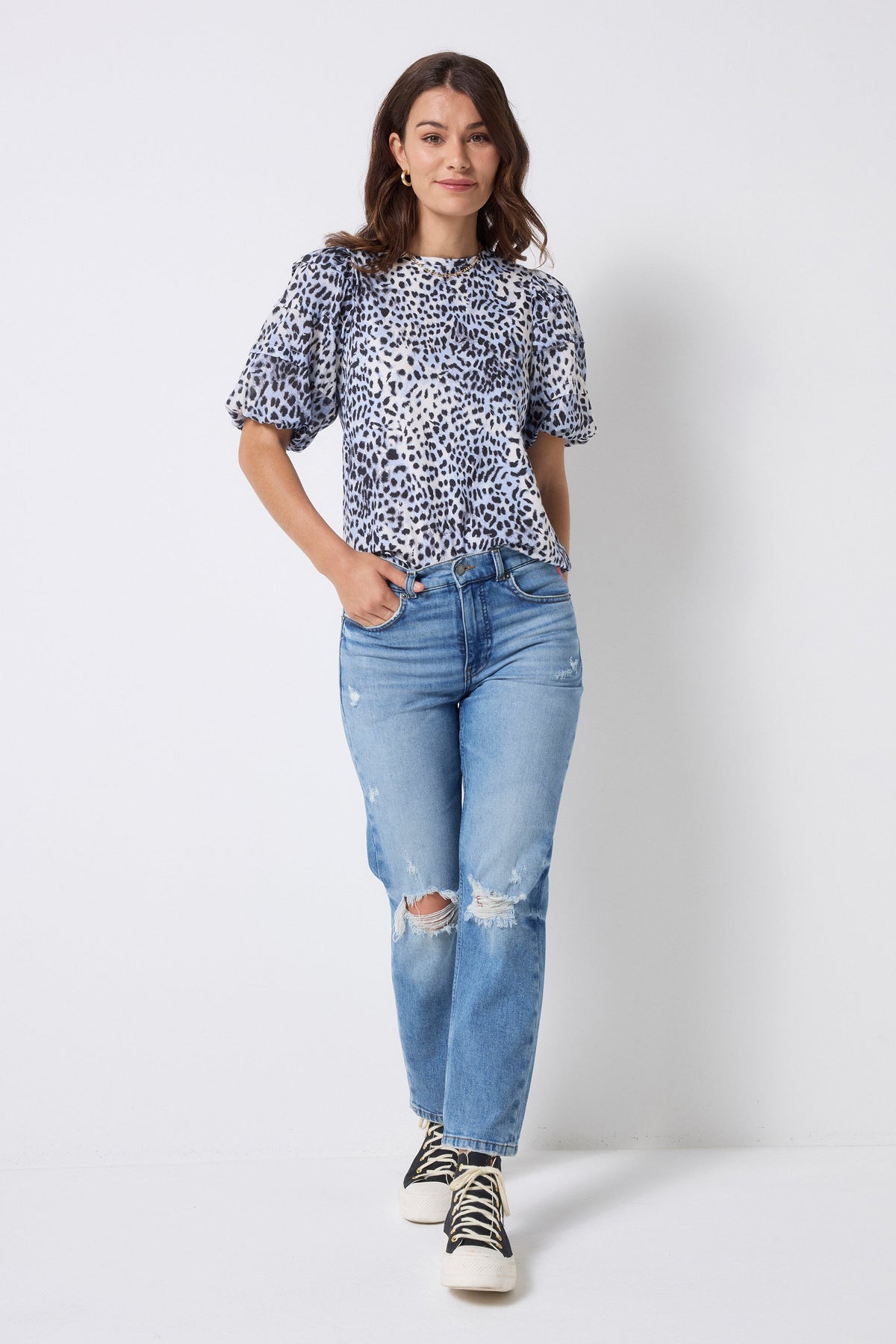 Authentic Light Indigo Distressed Boyfriend Jeans