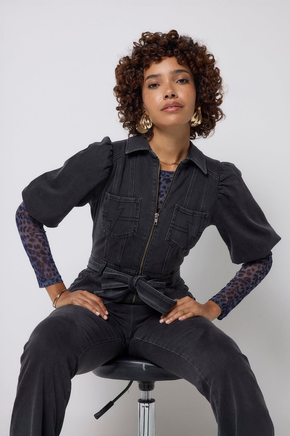 Navy Cheetah Mesh Top