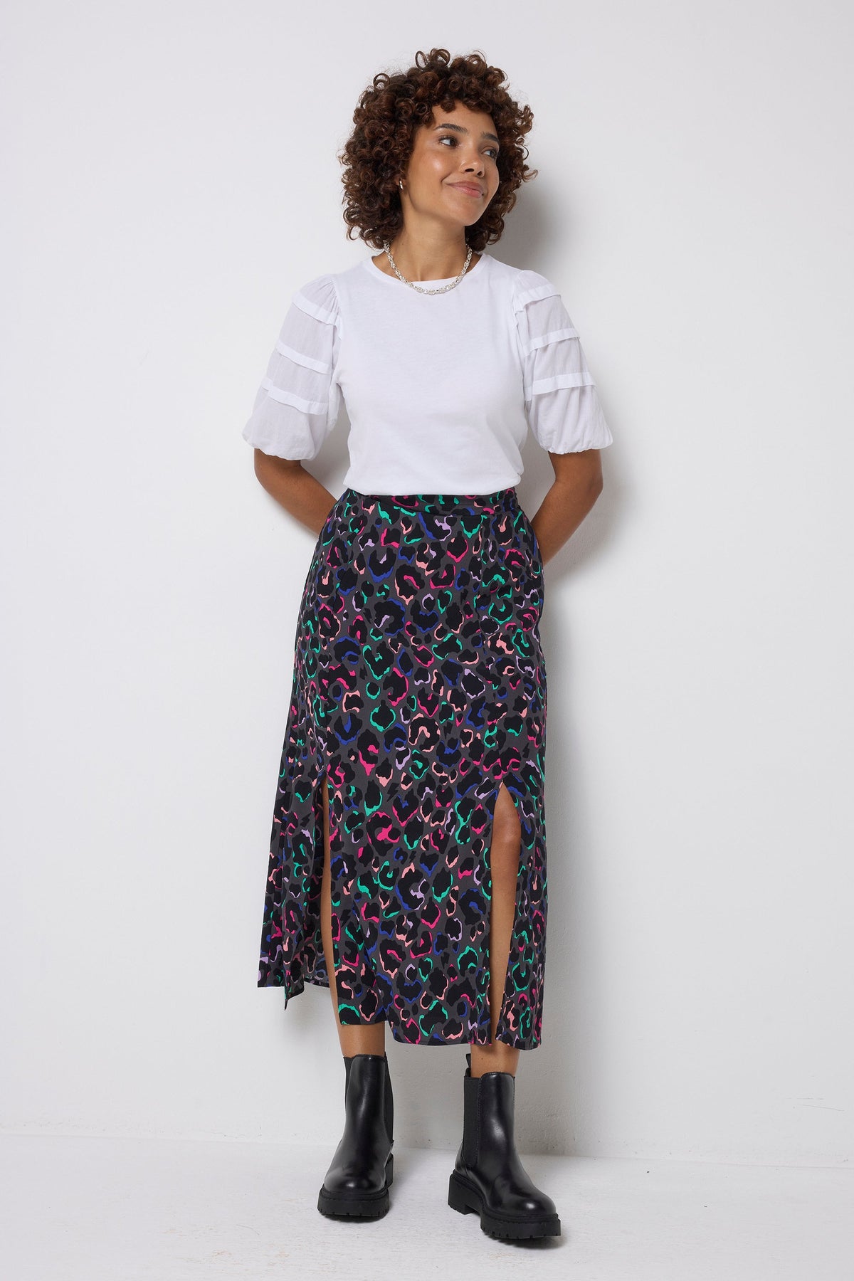 White Pintuck Sleeve T-Shirt