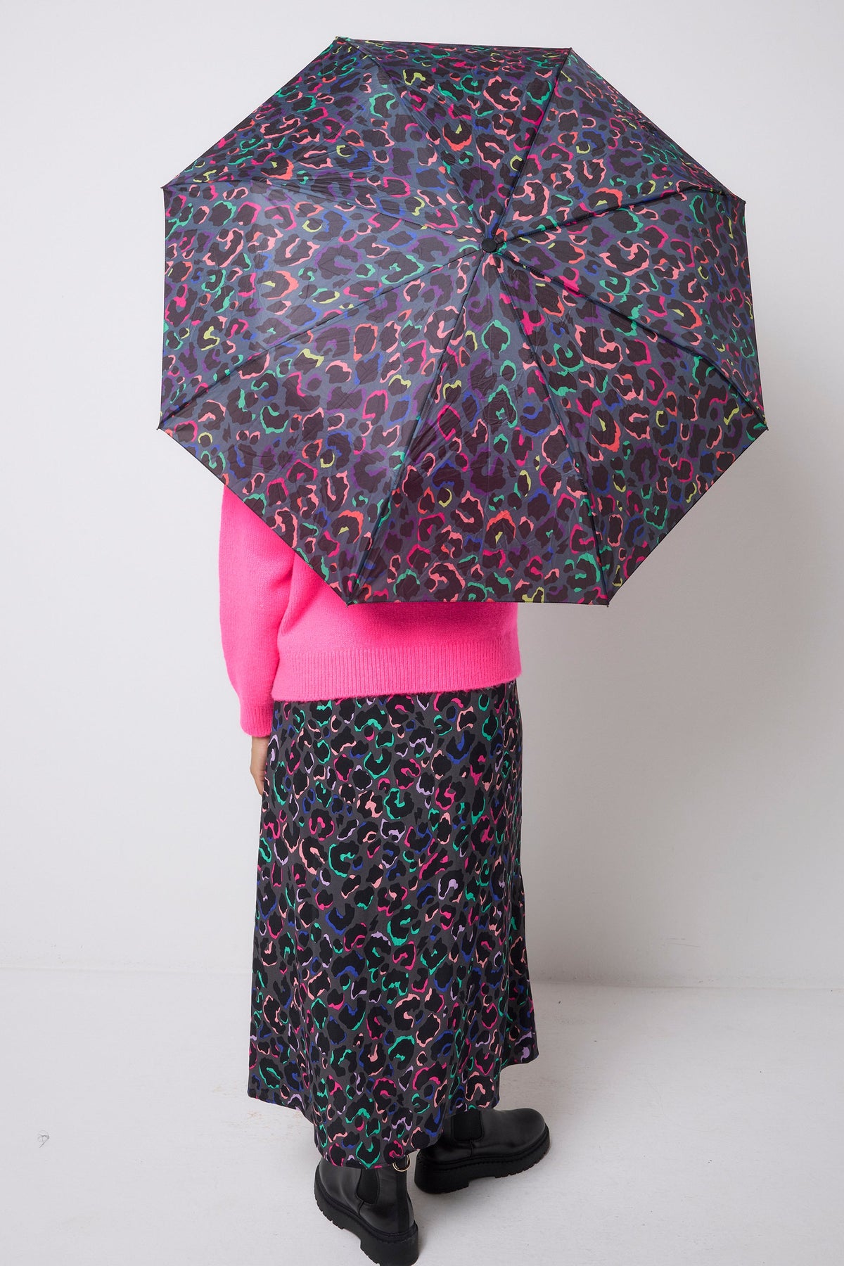 Grey with Rainbow Shadow Leopard Umbrella