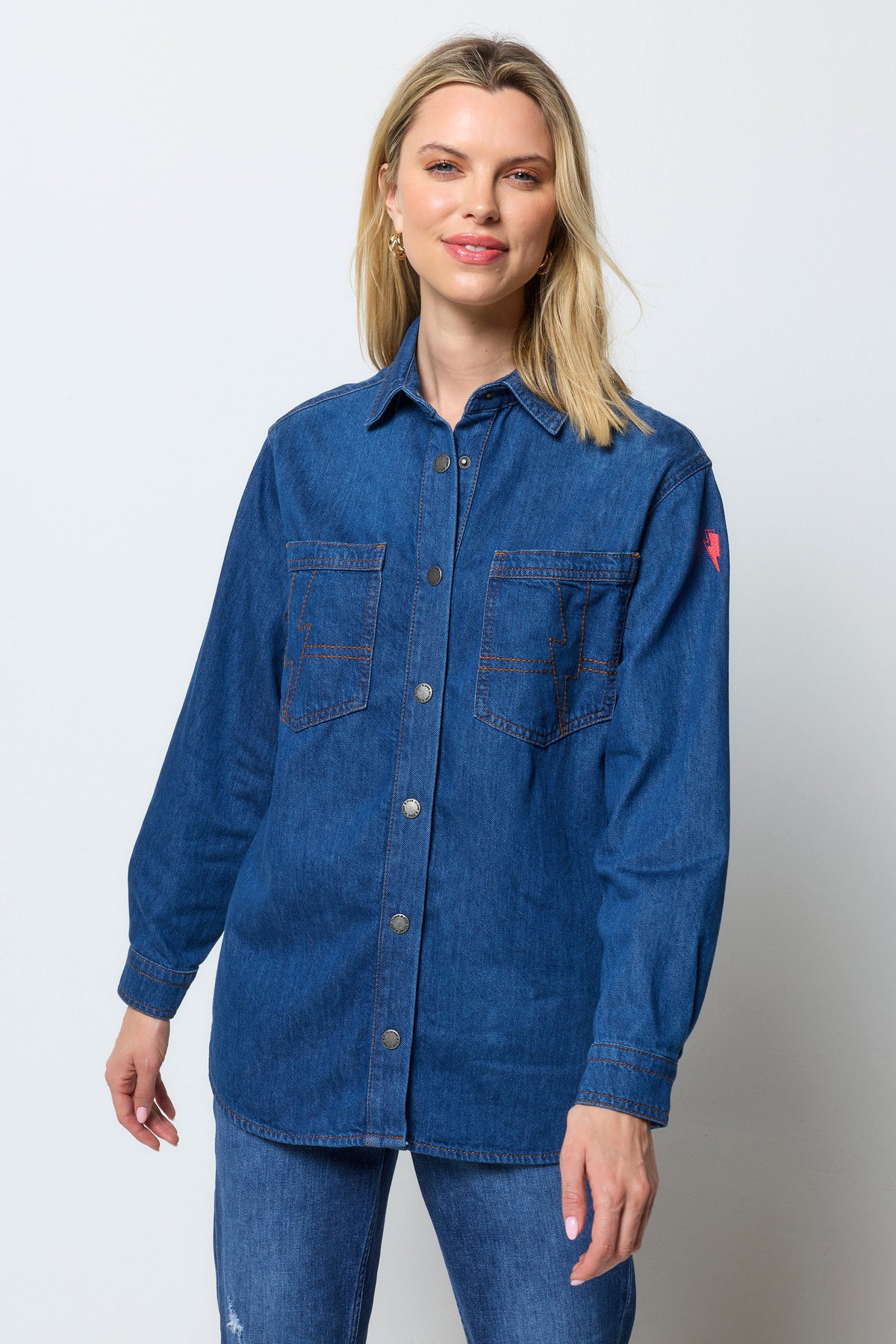 Mid Wash Indigo Relaxed Denim Shirt