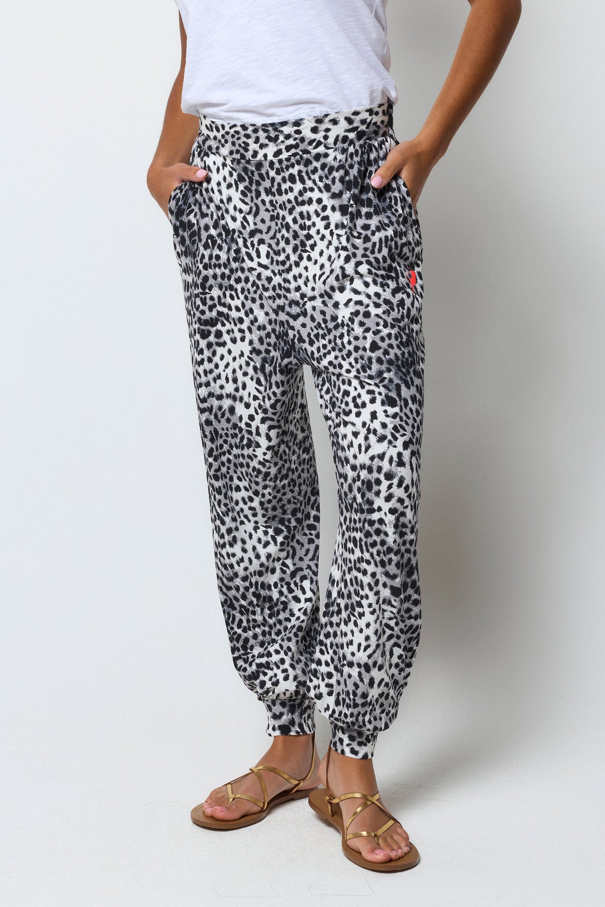 Grey Cheetah Balloon Leg Jersey Trouser