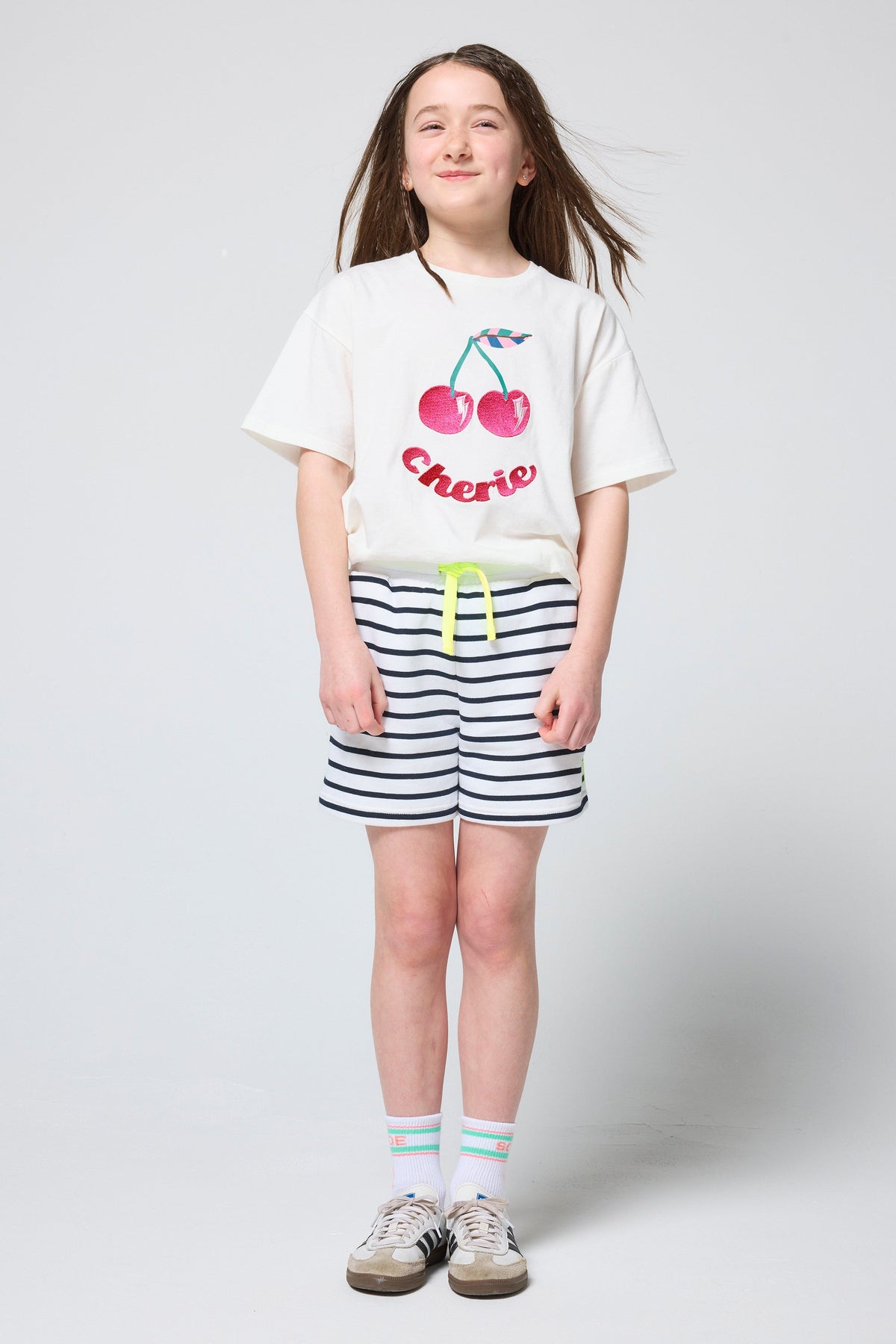 Kids White Cherry Print T-Shirt