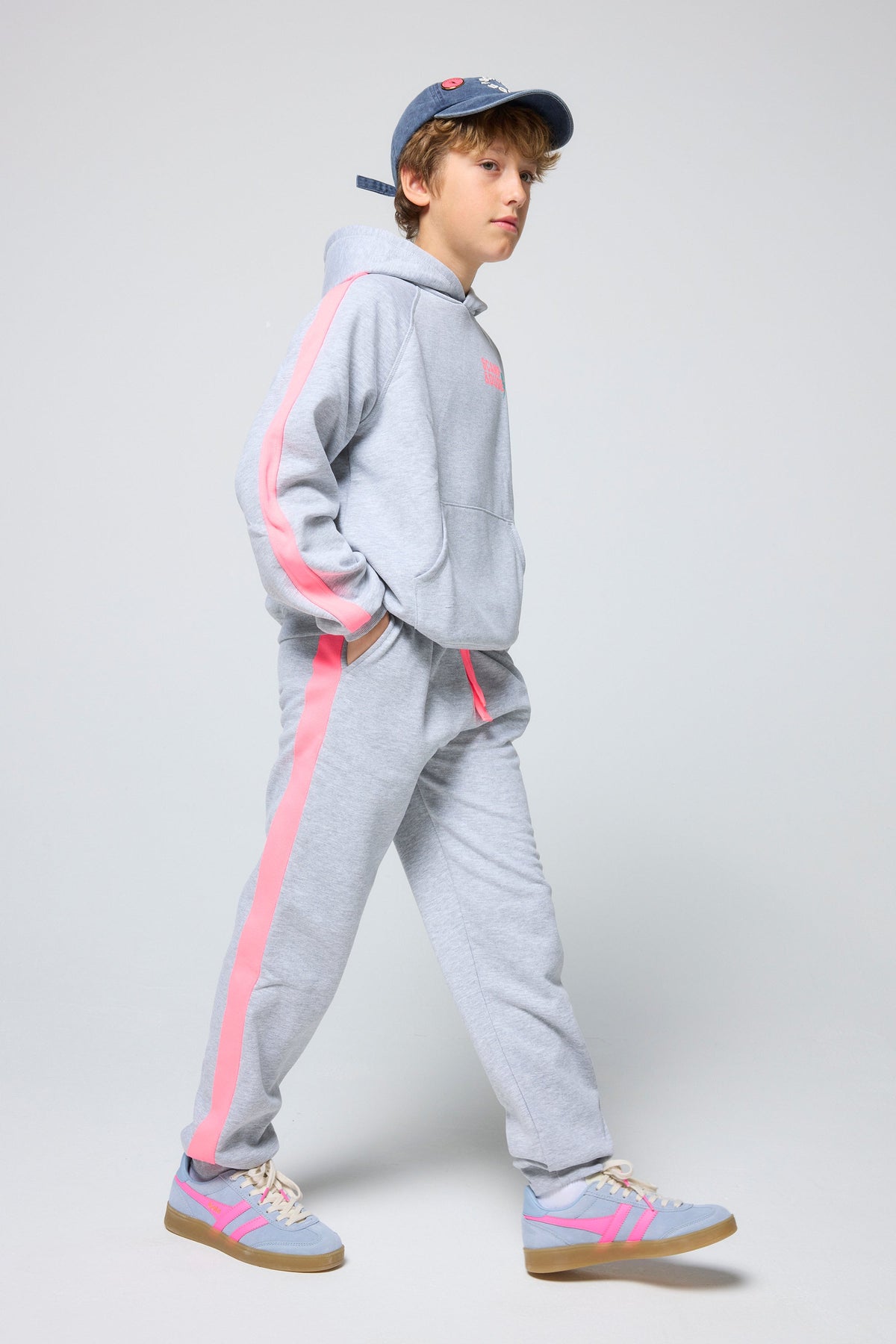 Kids Light Grey Marl Colourblock Hoodie