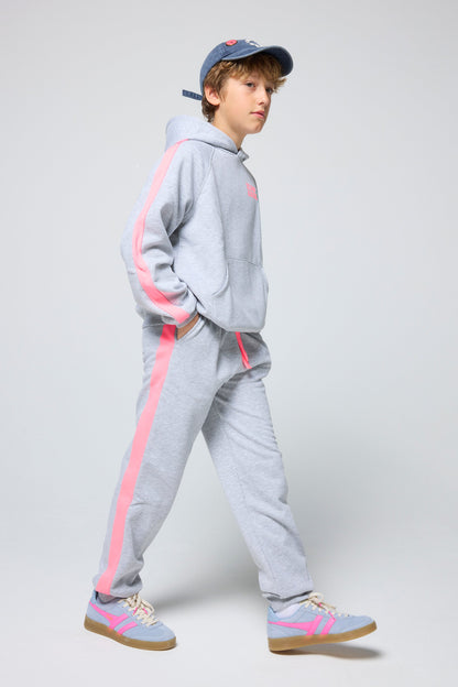 Kids Light Grey Marl Colourblock Hoodie