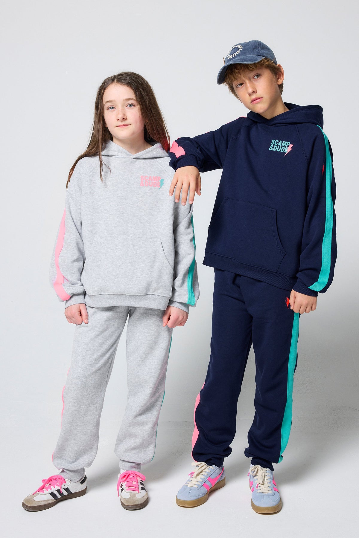 Kids Light Grey Marl Colourblock Hoodie