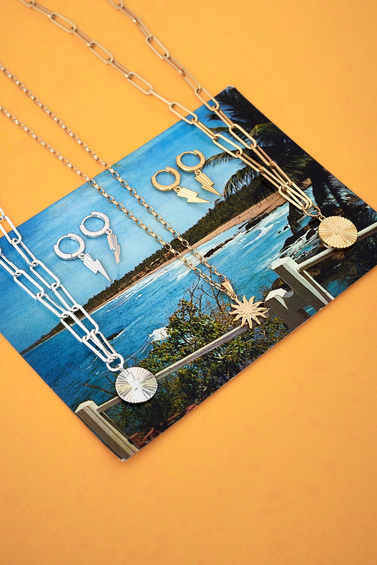 Silver Circle Bolt Pendant Necklace
