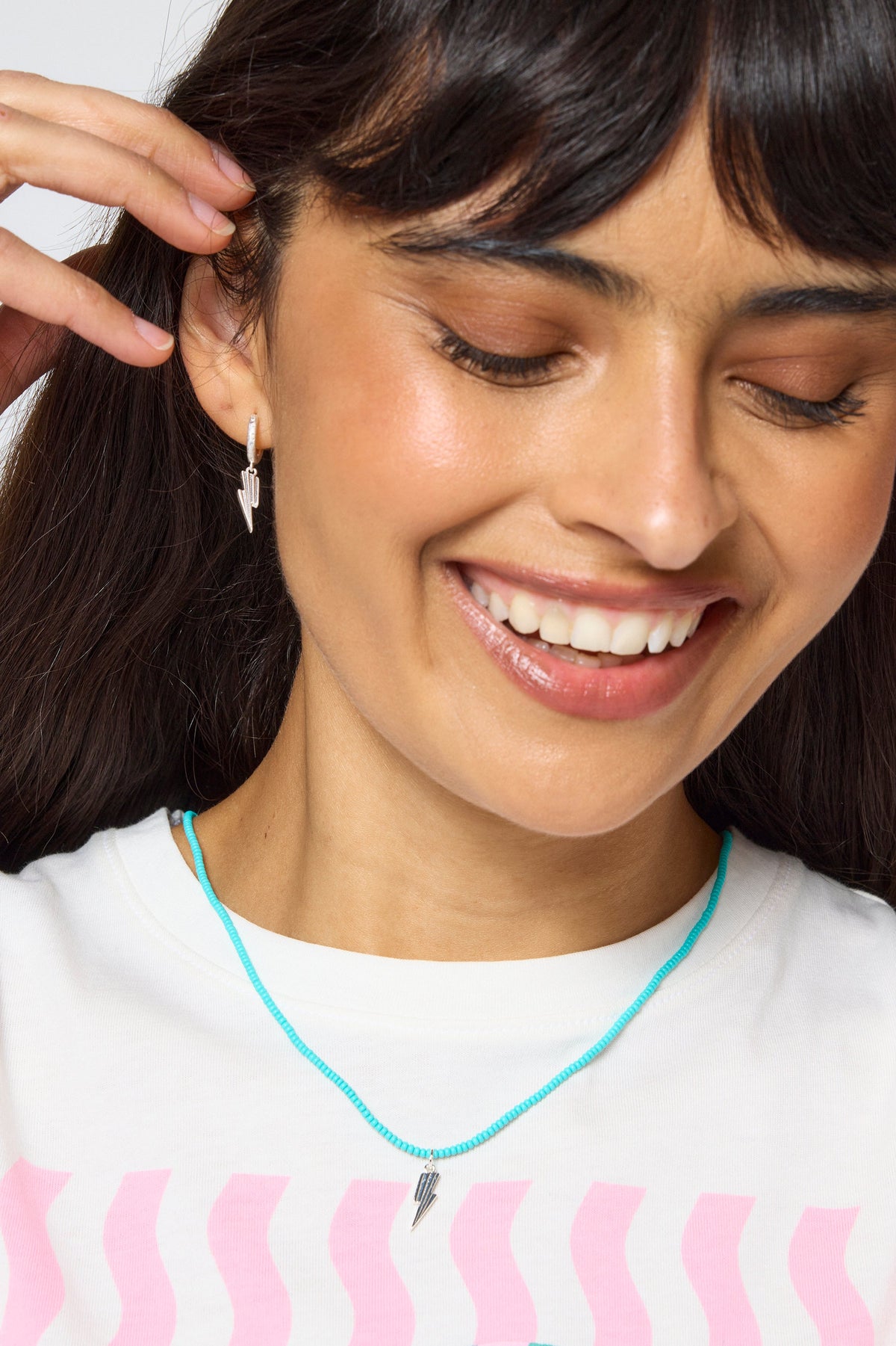 Silver Bolt Huggie Hoop Earrings