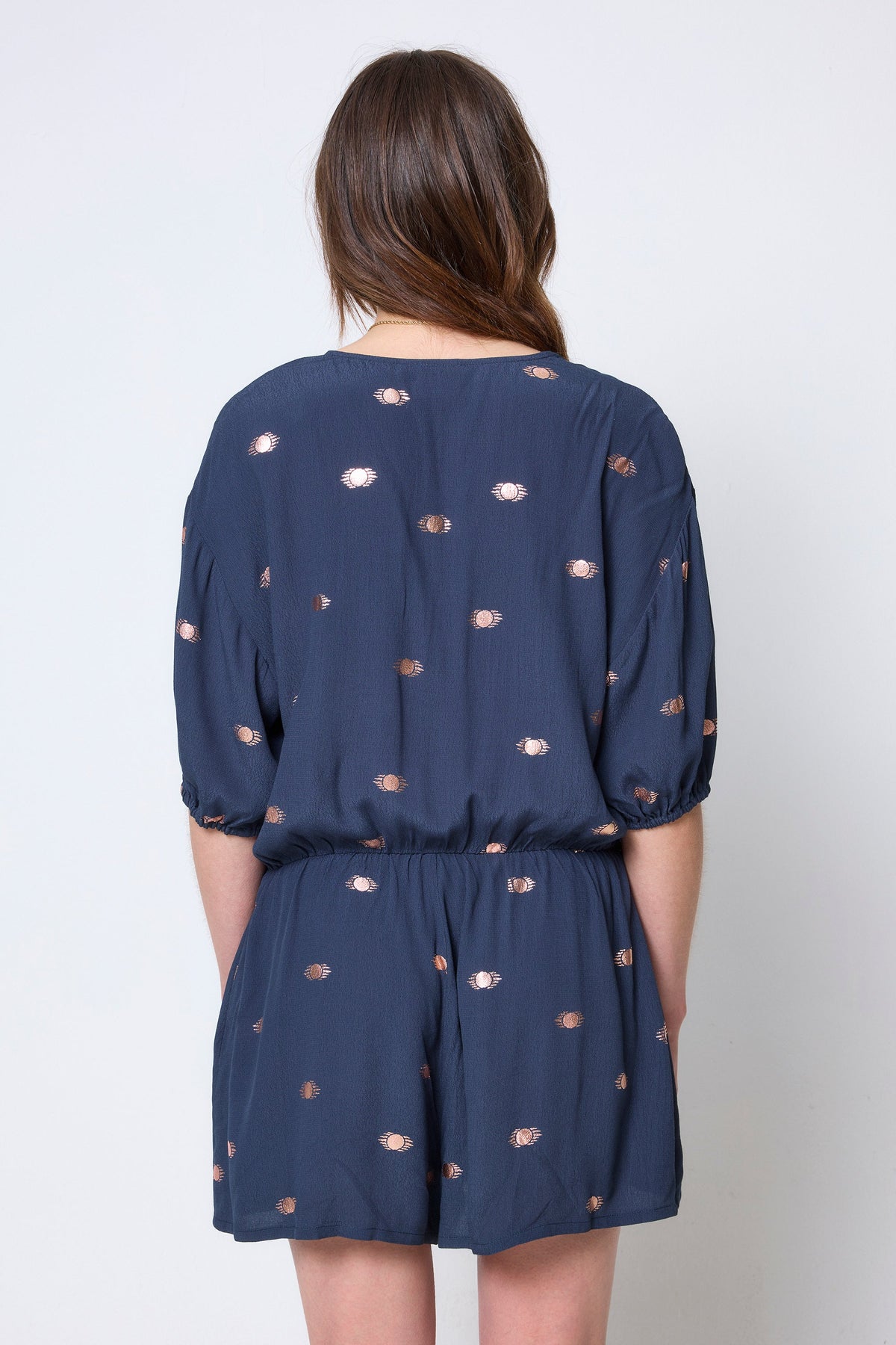 Navy with Gold Foil Playsuit