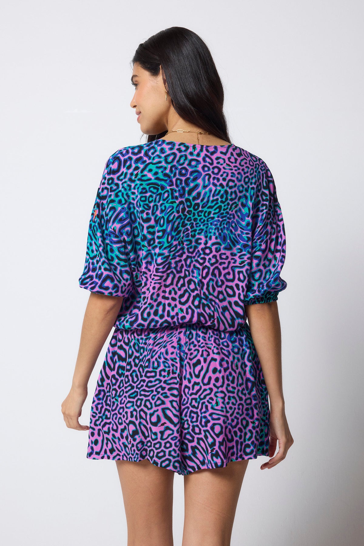 Pink with Green Leopard Ray Playsuit