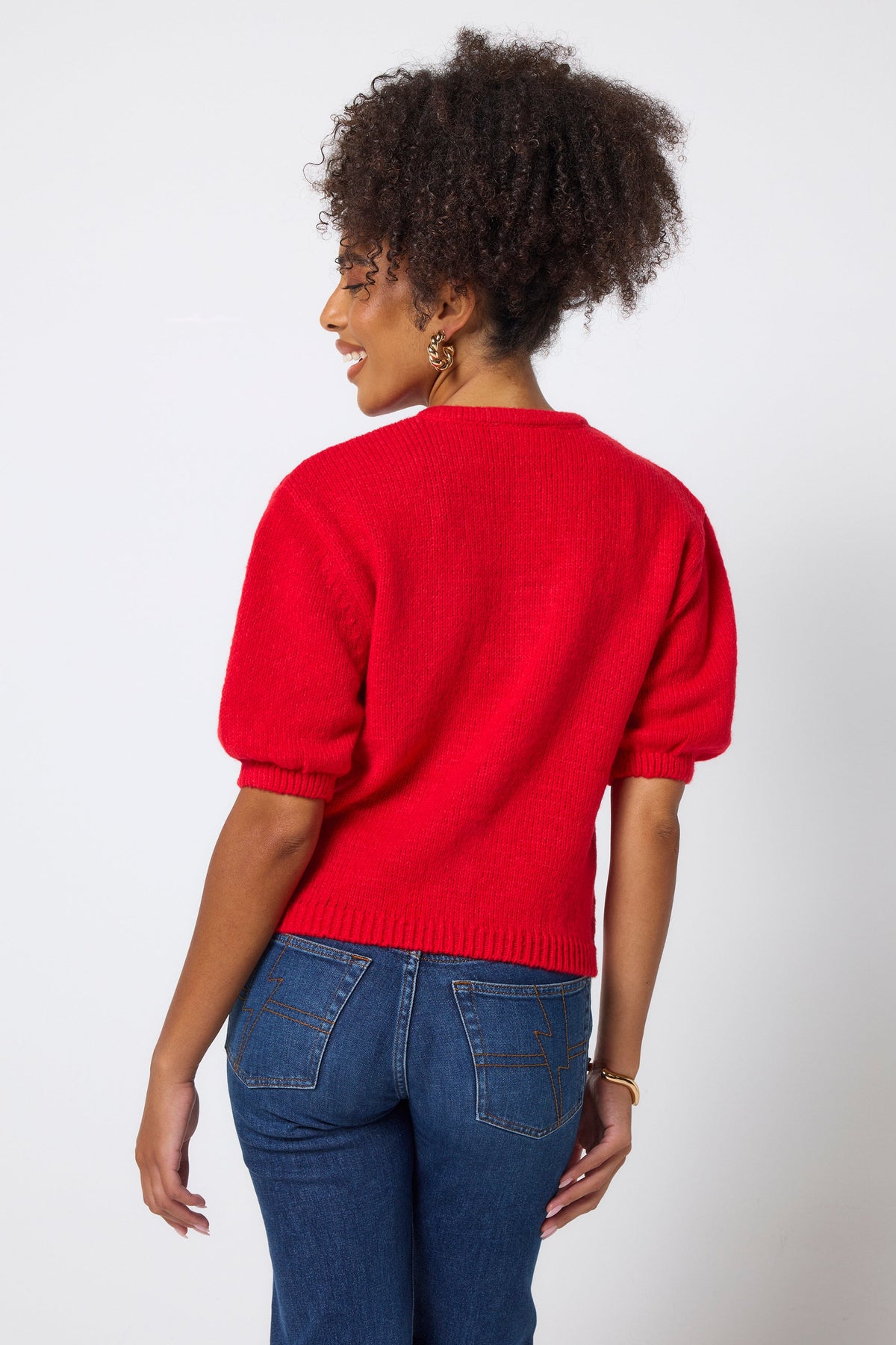 Red Short Sleeve Cardigan