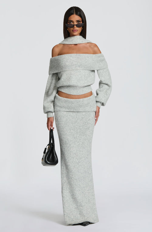 Andie Maxi Skirt - Light Grey Marl