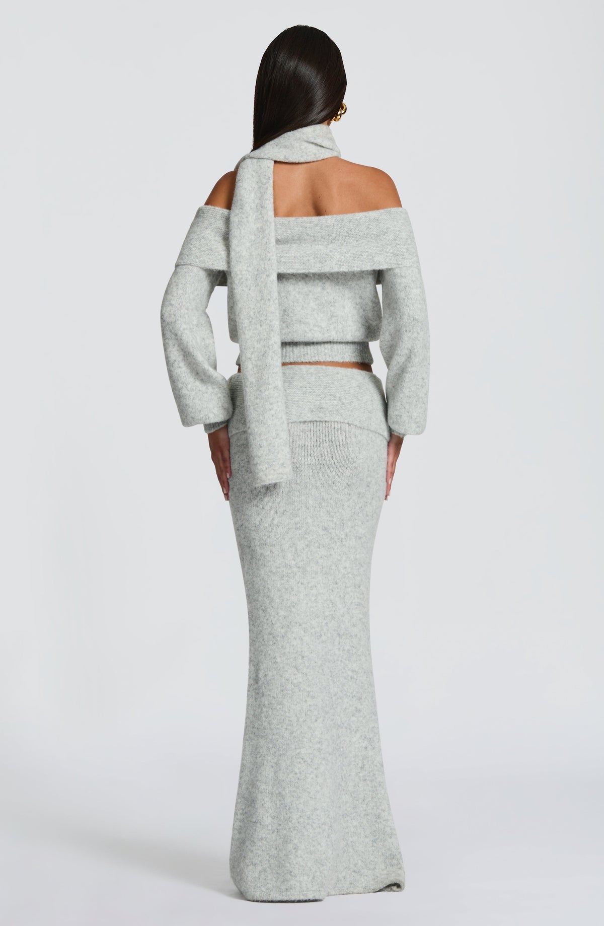 Andie Maxi Skirt - Light Grey Marl