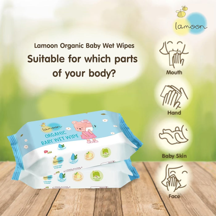 Lamoon Organic Baby Wet Wipes 20 Sheets (6 Packs)