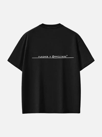 Remera Familyarg Flasher Supersized Negro + Medias Crew Naranja